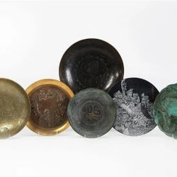 Asian Metal & Stone Decorative Plates