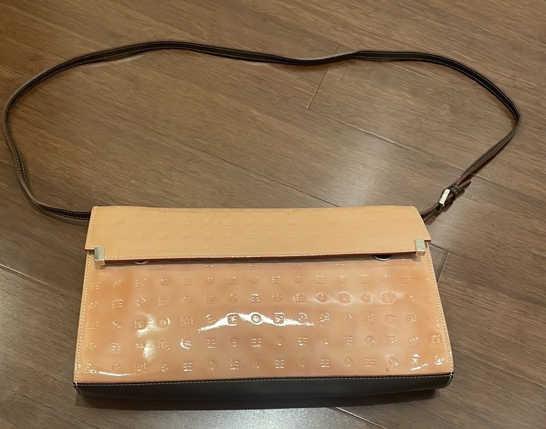 Arcadia Orange and Brown Clutch  or Shoulder Bag Timeless Elegance