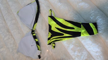 Neon Yellow Lime Zebra Print Bikini