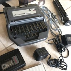 Stentura 200 SRT Stenograph with tripod, case, cassette recorder
