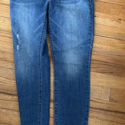 Lucky Brand blue straight leg jeans with distressed hem Size 4 