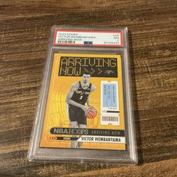 2023 Hoops Victor Wembanyama Arriving Now Rookie Insert Basketball Card PSA 7 Slab Rookie Of The Year Spurs