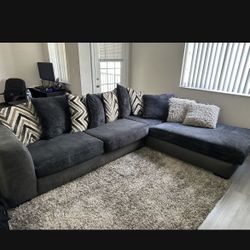 Navy sectional Couch W/ Rug