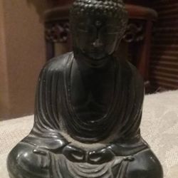 Estate Asian Antique buddha metal with seal marks sealed mantra