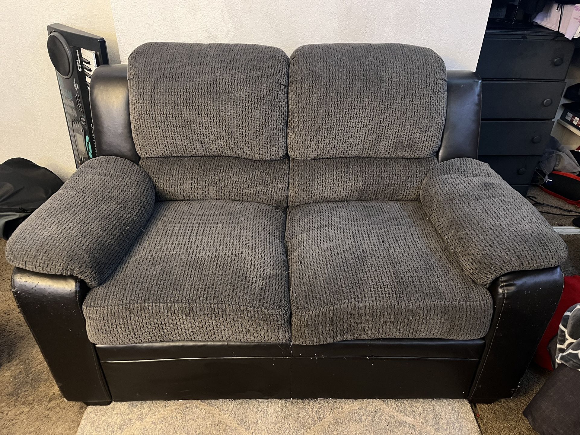 Grey and Black Love Seat 