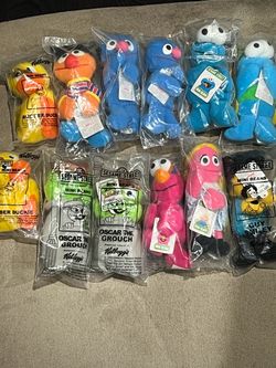 Lot Of 12 Sesame Street Mini Beans 1999 Kelloggs Plush 4" Characters New