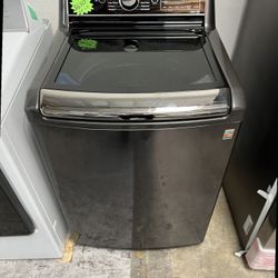 black lg top load washer 5.5 cu feet, mega capacity / black stainless
