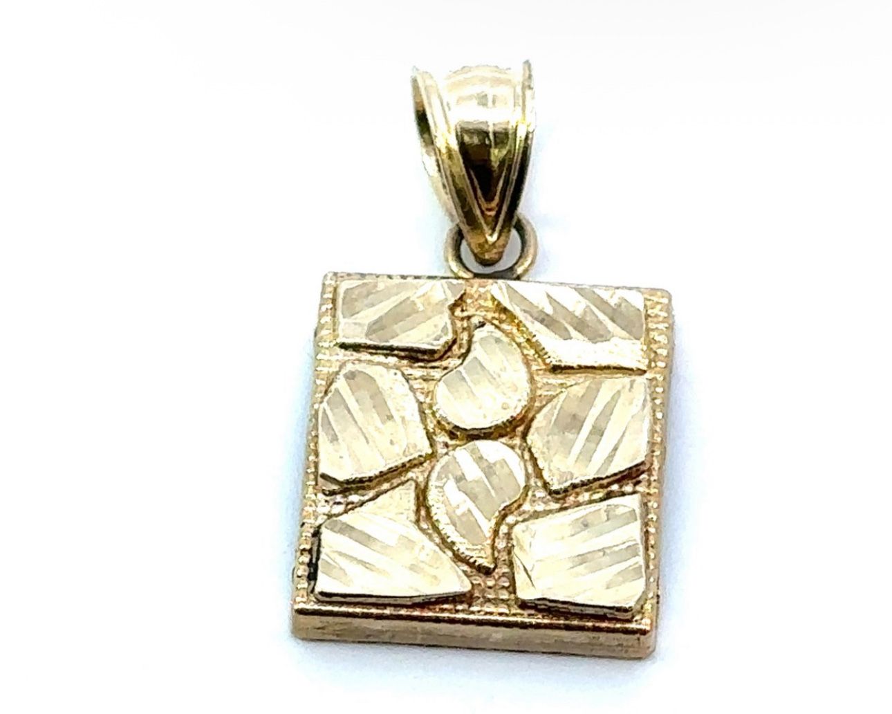 10k Yellow Gold Square Nugget Charm Pendant For Necklace GP3101677