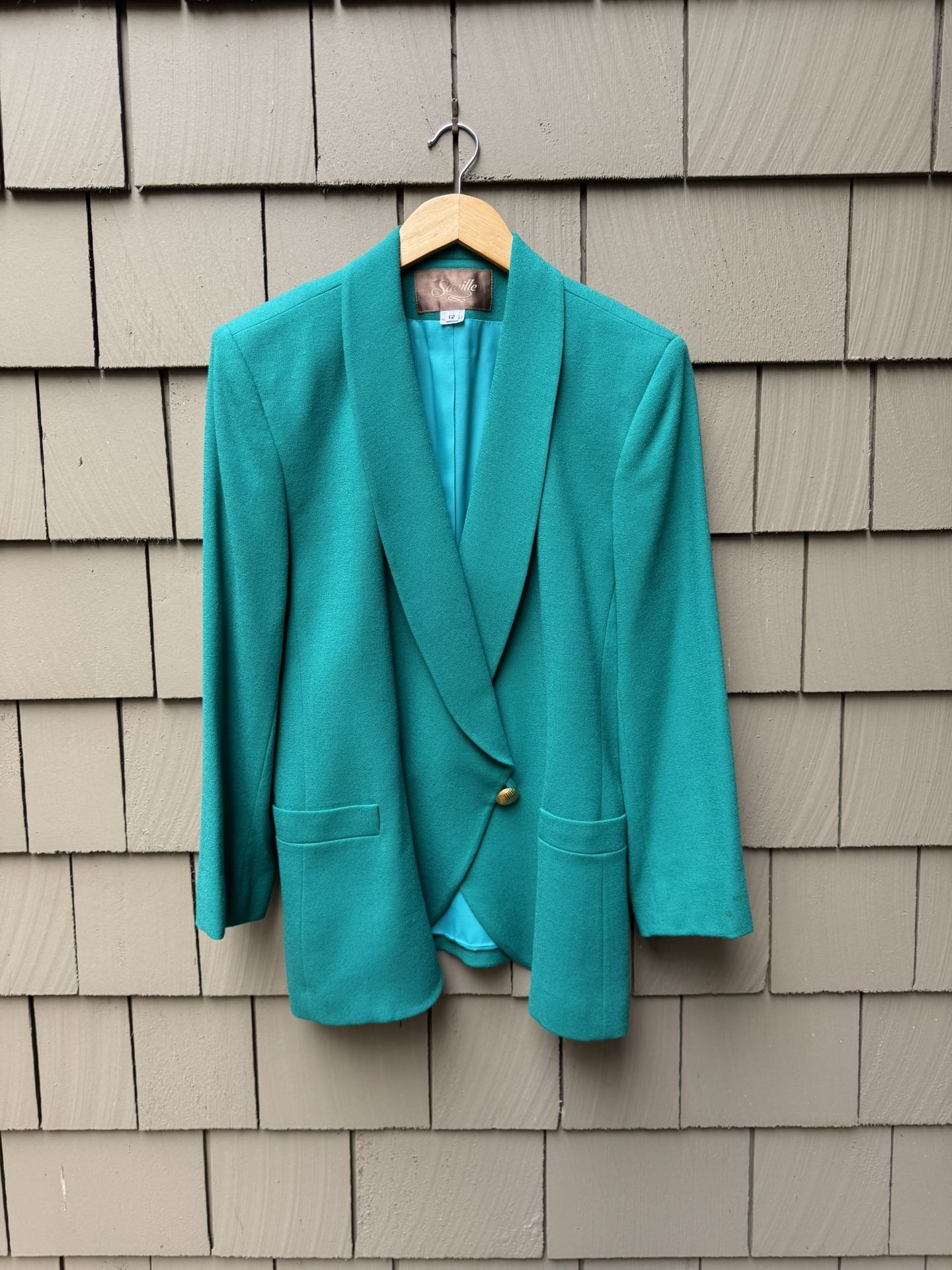 Size L Vintage Saville Elegant Teal / Turqoise Women's Blazer