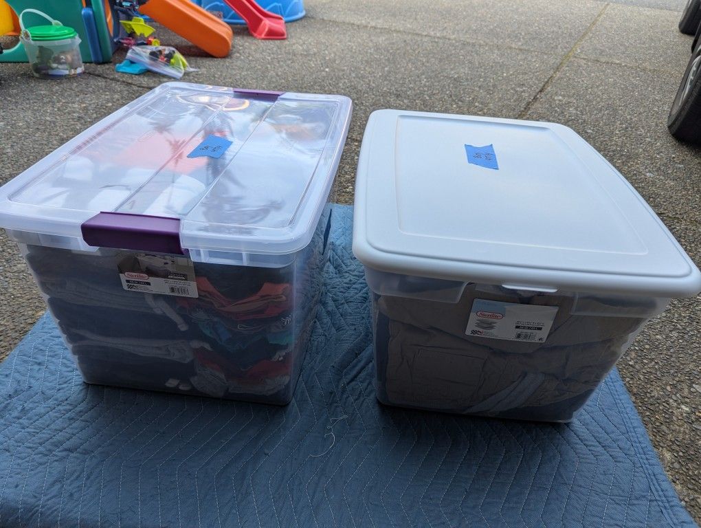Two Storage Bins with Kids' Clothes 4t/4 (everything)