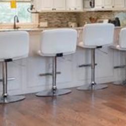 Contempo White Adjust. Height Barstool Tufted Back And Seat (set Of 4) 