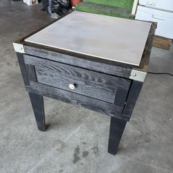 Side Table With Drawer And Outlet Plugs