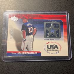 Sean Burroughs, (pasted away 2weeks ago) Game Used Jersey Card