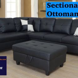 Brand New Black  Sectional Sofa Couch 