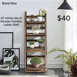 Brand New 45" Infinity Merch Wooden Foldable Ladder Shelf 