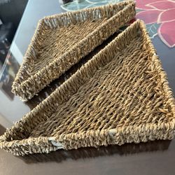 Corner Wall Mount Wicker Shelves