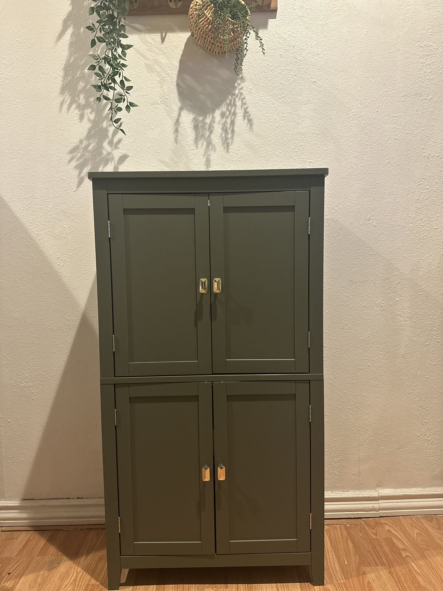 Bathroom Floor Storage Cabinet, Bathroom Storage Unit, Freestanding Cabinet with 4 Doors, Adjustable Shelves