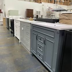 $140 for 30” & $175 for 36”New Assembled 30” & 36” Solid Wood Frame Bathroom Vanity WITHOUT Sink