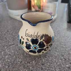 Signed Hand Painted Mexican Pottery Creamer