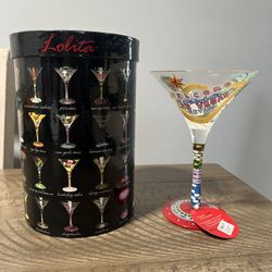 Lolita Las Vegas Martini Glass Hand painted 