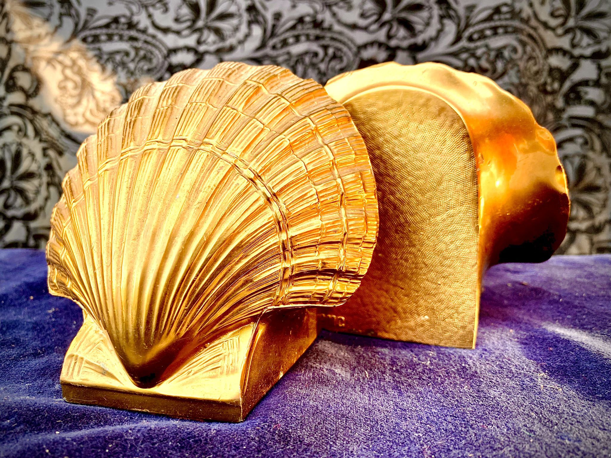 Beautiful set two sculptured Seashells bookends H4xL5xD3inch LbsSet 3.5