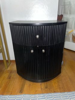 CB2 Black Stained Wood Nightstand with Drawer