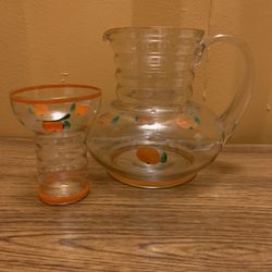 Vintage orange juice glass pitcher