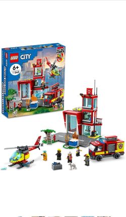 LEGO City Fire Station Set 60320 with Garage, Helicopter & Fire Engine Toys Plus Firefighter Minifigures, Emergency Vehicles Playset, Gifts for Kids A