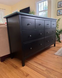 IKEA Hemnes 8 Drawer Solid Wood Dresser Black-Brown