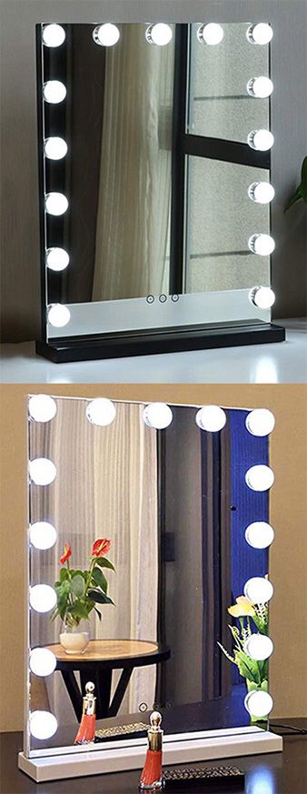 (New in box) $100 Vanity Mirror w/ 15 Dimmable LED Light Bulbs Beauty Makeup 16x20” (White or Black)