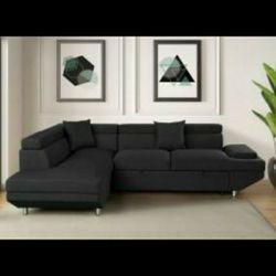 Miami Black Sleeper Sectional Sofa

