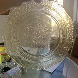 Canary Yellow Serving Plate Antique 