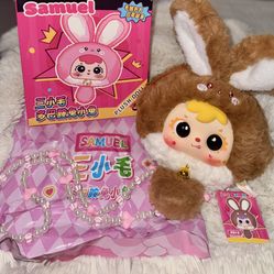 Samuel Dopamine Rabbit Chain Series Plush Doll Bag - Caramel Rabbit Tyke 3