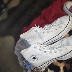 All White Platform Converse Hightops