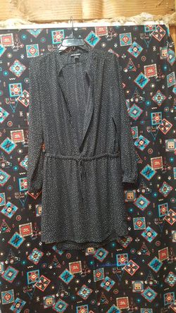 Hilary Radley Black White Specks V Neck Shirtdress Size medium