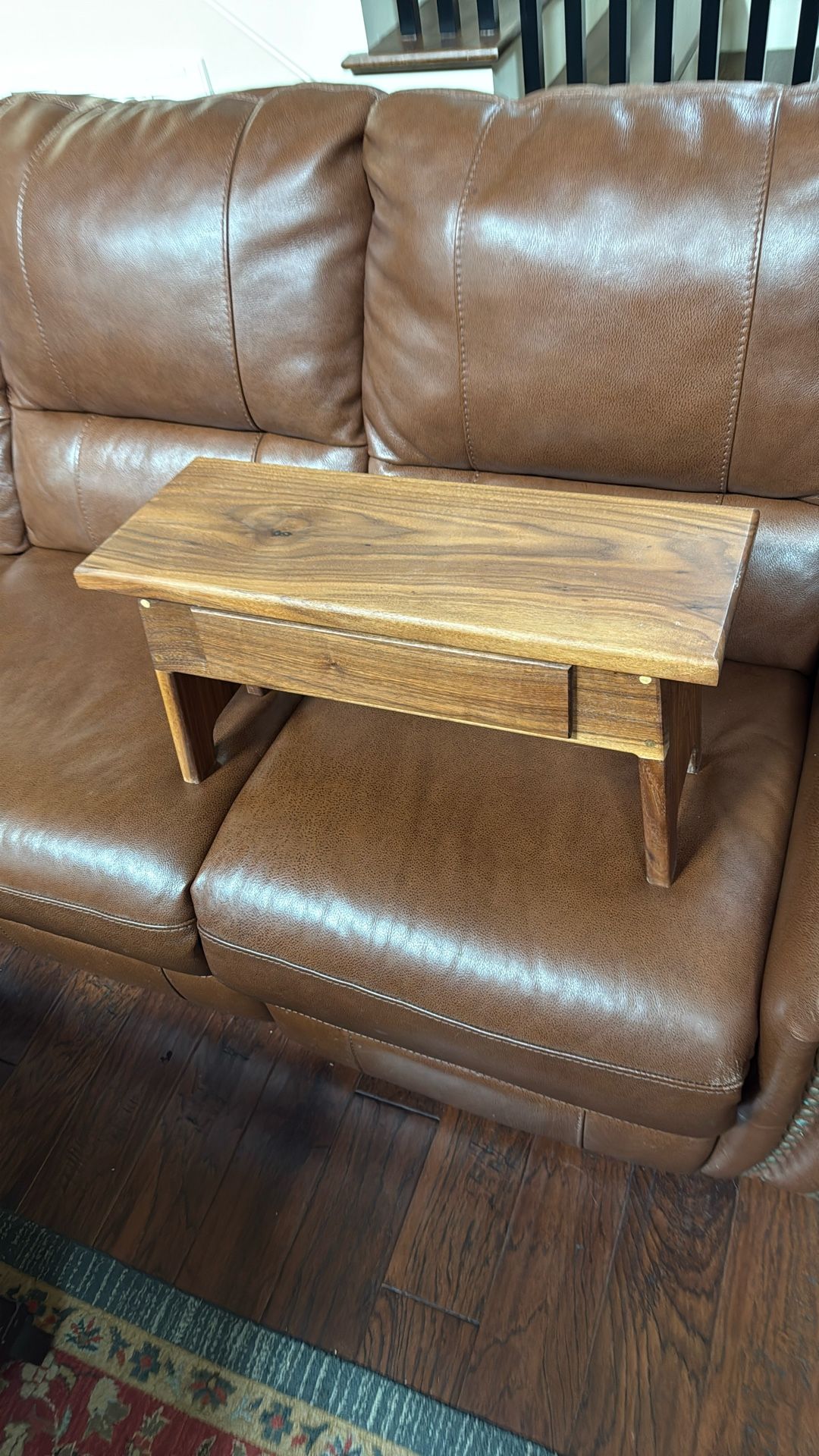 Small Bench Seat Made From American Walnut With Drawer.