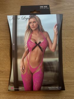 Pink Lace Bowtie Bodystocking Lingerie