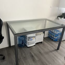 Glass Top Table / Desk – Metal Frame