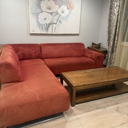 Modern Red Microfiber Sectional Soda Couch 