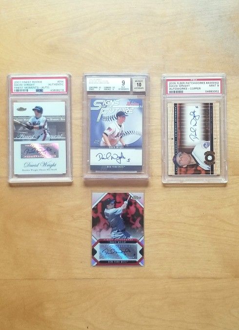 David Wright Auto Rookie Lot. (4) Card's 