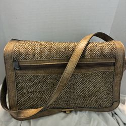 Vintage Shoulder Bag Tweed And Leather 