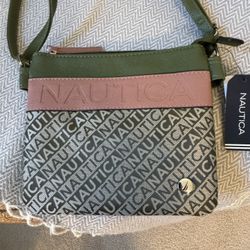 2002-MSS Nautica  Womens Crossbody Bag Zipper Bag Color Willow Jacq/J36 NWT
