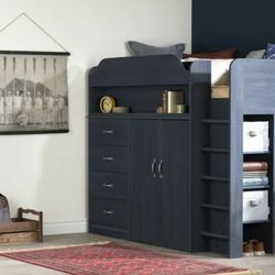 TWIN LOFT BED WITH DRAWERS/CLOSET/DESK/FORT $225 OBO