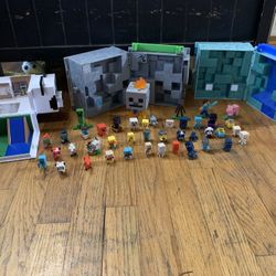 Minecraft Toy Lot 42 Figures 3 Scenes