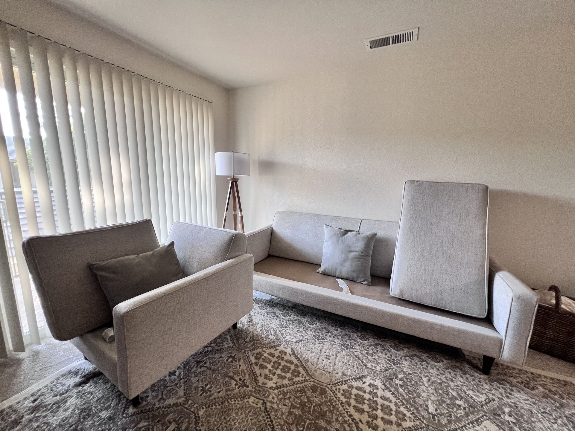 Light Gray/Silver Couch And Matching Chair
