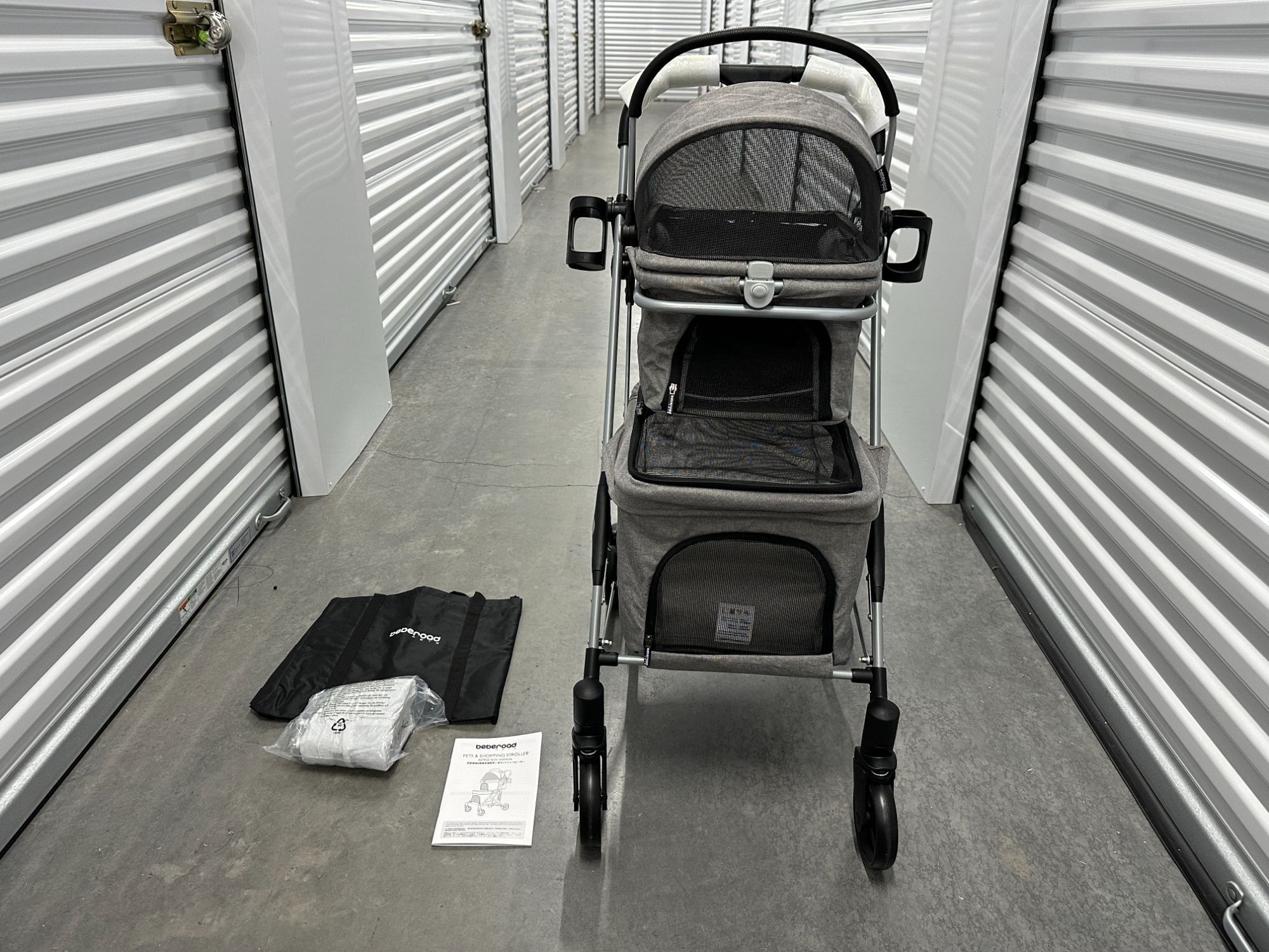Like New Beberoad Pets T1 Double Lightweight Foldable Pet Stroller Detachable Carrier