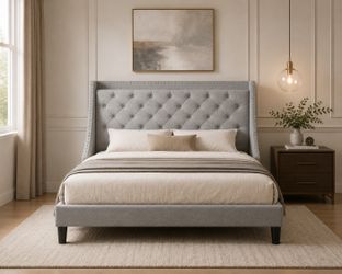 🛏️ Queen Size Upholstered Bed Frame – Brand New in Box