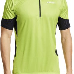 Men’s Cycling Jersey Short Sleeve UPF Half-Zip with 3+1 Zipper Pockets, Breathable Quick-Dry Moisture Wicking Fabric
