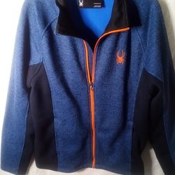 Spyder Blue Orange Stryke Fleece Jacket Men’s Large Mid Weight

