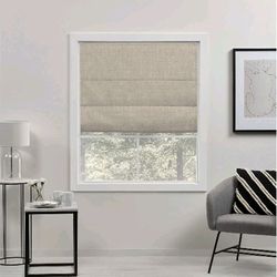 31" x 64" Acadia Blackout Roman Curtain Shades NATURAL LINEN - Exclusive Home